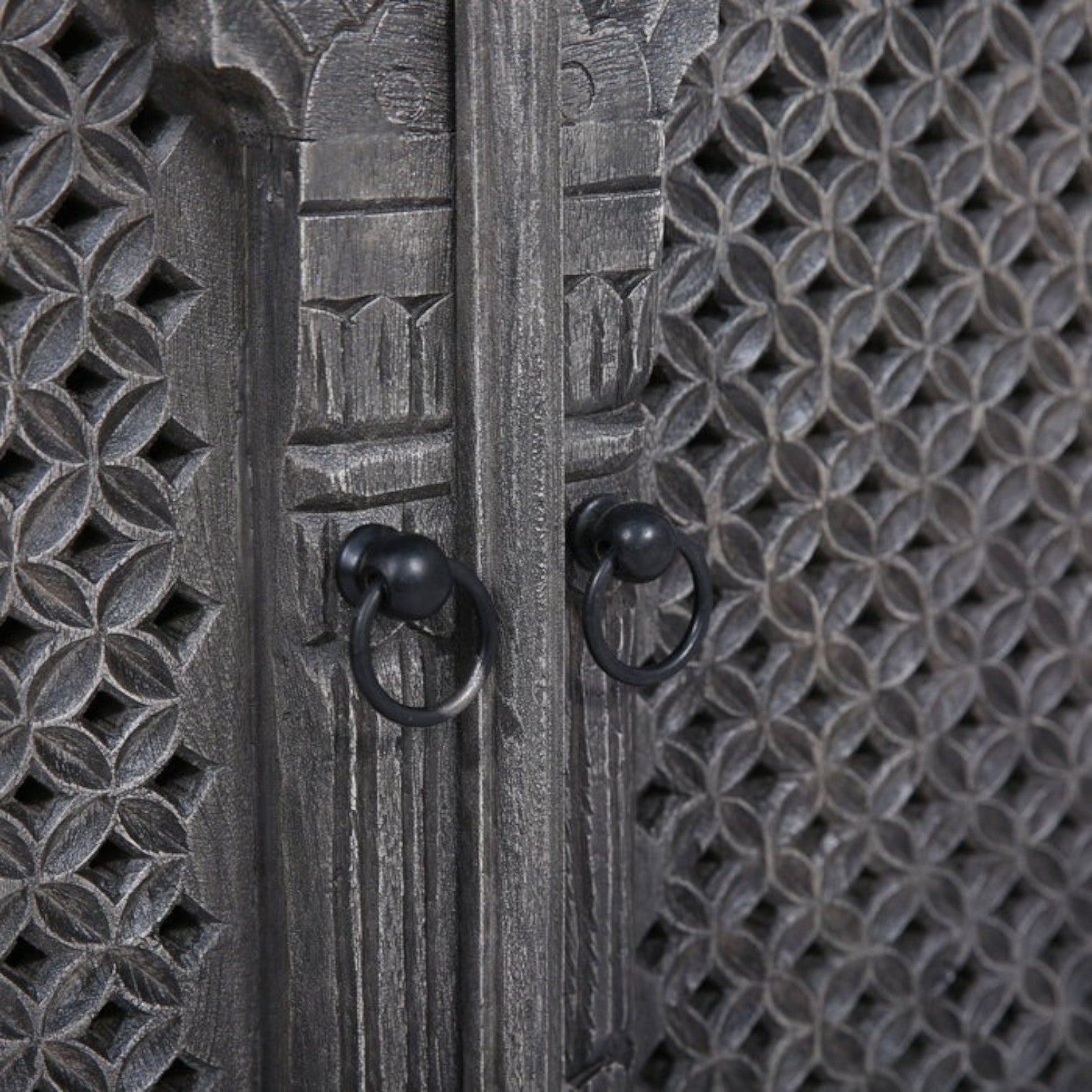 Carved Three Cabinet Door Grey Cabinet