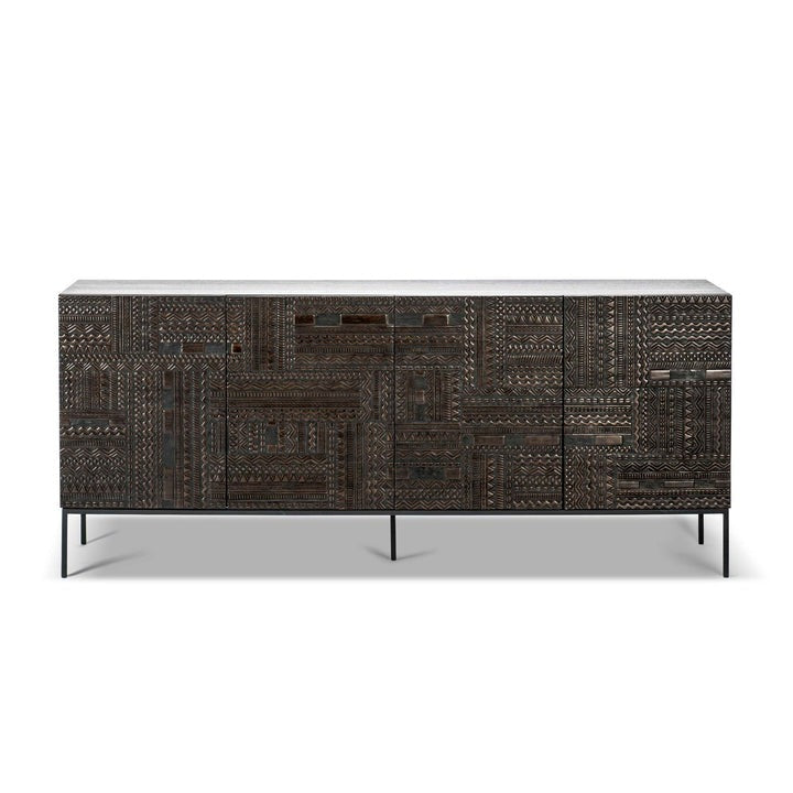 Tabwa 80" 4-Door Sideboard | Handcrafted Solid Mango Wood Cabinet | Living Furn India