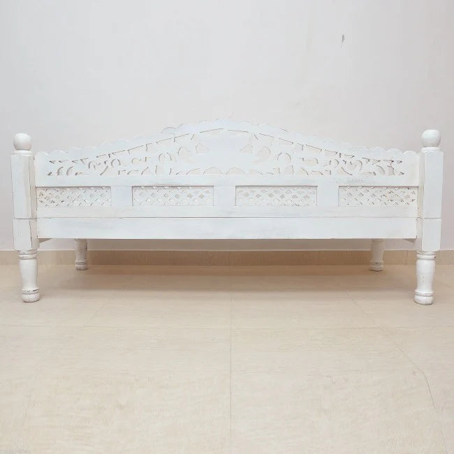 hand carved daybed, balinese daybed, whitewashed daybed, jali lattice daybed, mughal garden daybed, carved daybed, indian furniture, living room daybed, patio daybed, sunroom daybed, outdoor daybed, handmade daybed, artisan made daybed, premium wood daybed, quality wood furniture, durable daybed, sturdy daybed, timeless daybed, elegant daybed, statement daybed, grand daybed, heirloom daybed, coastal daybed, shabby chic daybed, eclectic daybed, farmhouse daybed, vintage daybed, traditional daybed, ornate day