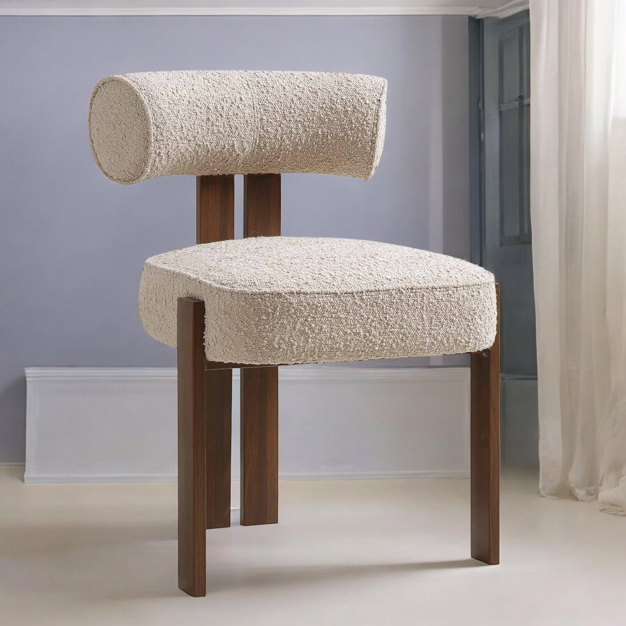Boucle upholstery Chair - Dining chair - wooden chair