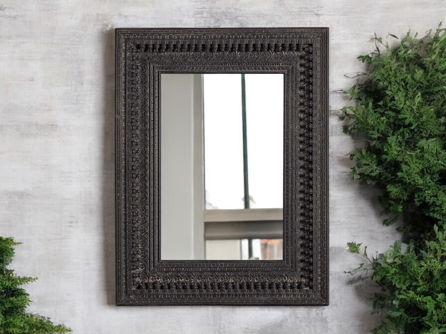 Black Wall Mirror - vintage mirror india - antique mirror frames