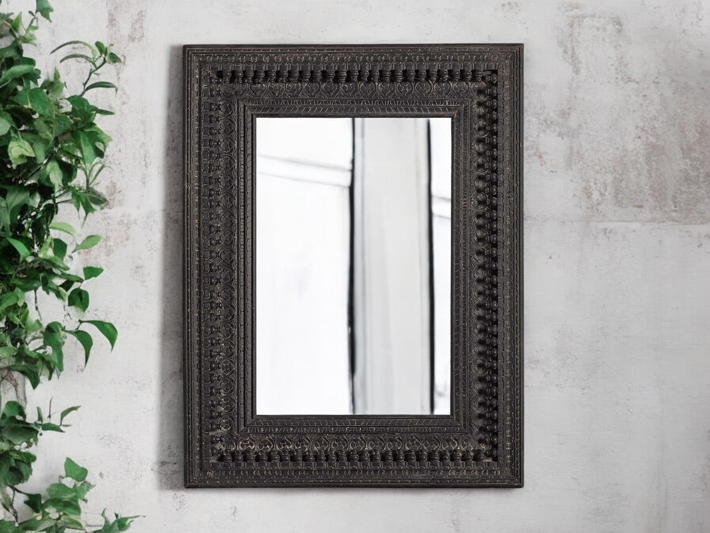 Black Wall Mirror - vintage mirror india - antique mirror frames