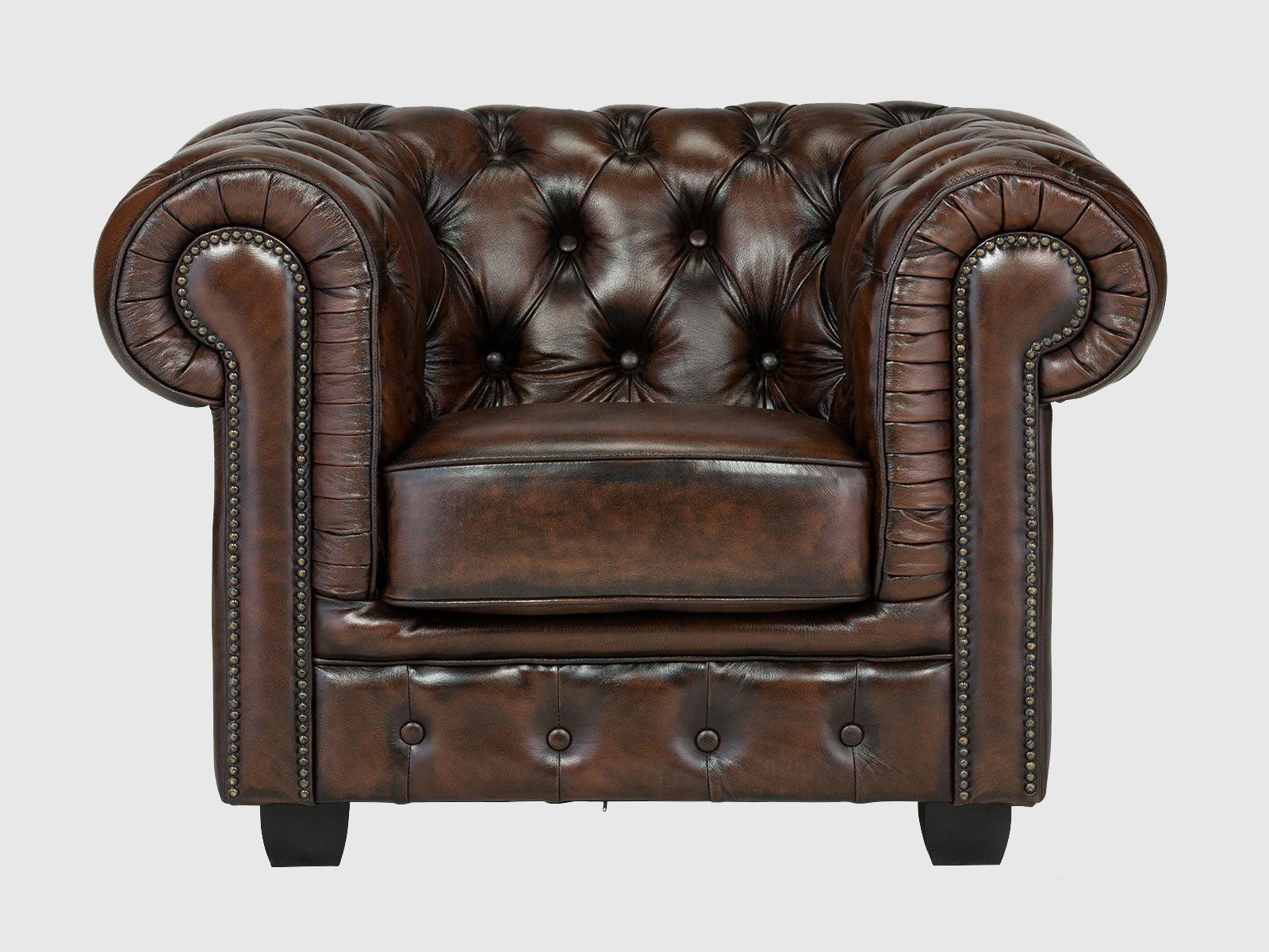 Chesterfield Traditional Sofa Set | Handcrafted Genuine Leather Sofas by Living Furn India