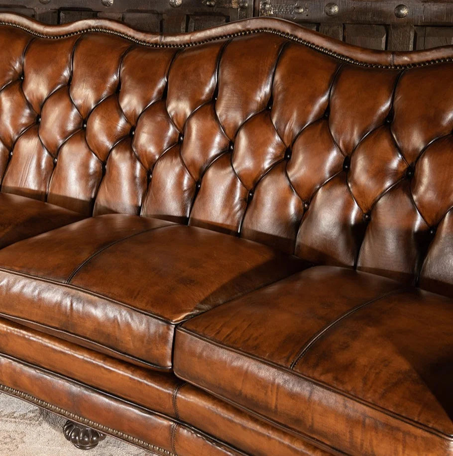 VersaMondo Buffalo Leather Sofa Bed – Convertible 3-Seater by Living Furn India