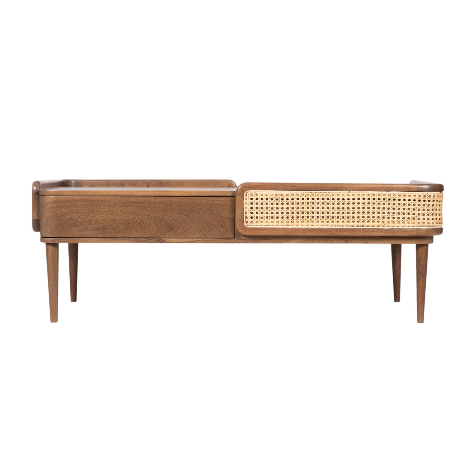 Linea Coffee Table | Handcrafted Mango Wood & Cane Living Room Table | Living Furn India