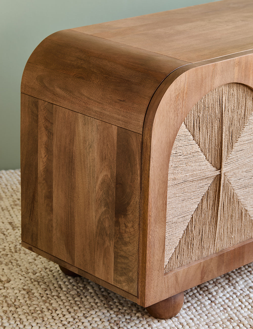Arcadia Sideboard | Handcrafted Solid Mango Wood Cabinet with Woven Doors | Living Furn India