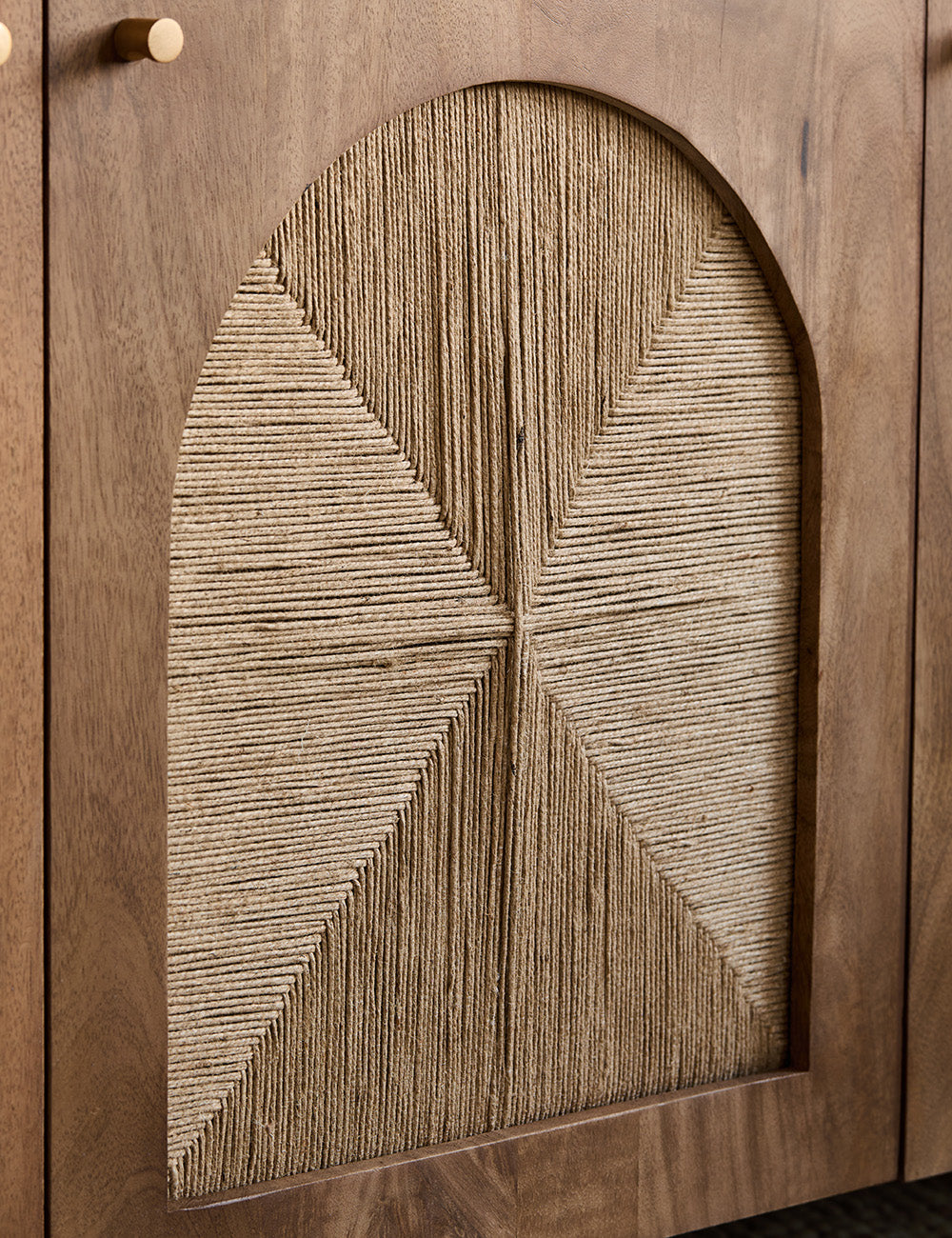 Arcadia Sideboard | Handcrafted Solid Mango Wood Cabinet with Woven Doors | Living Furn India