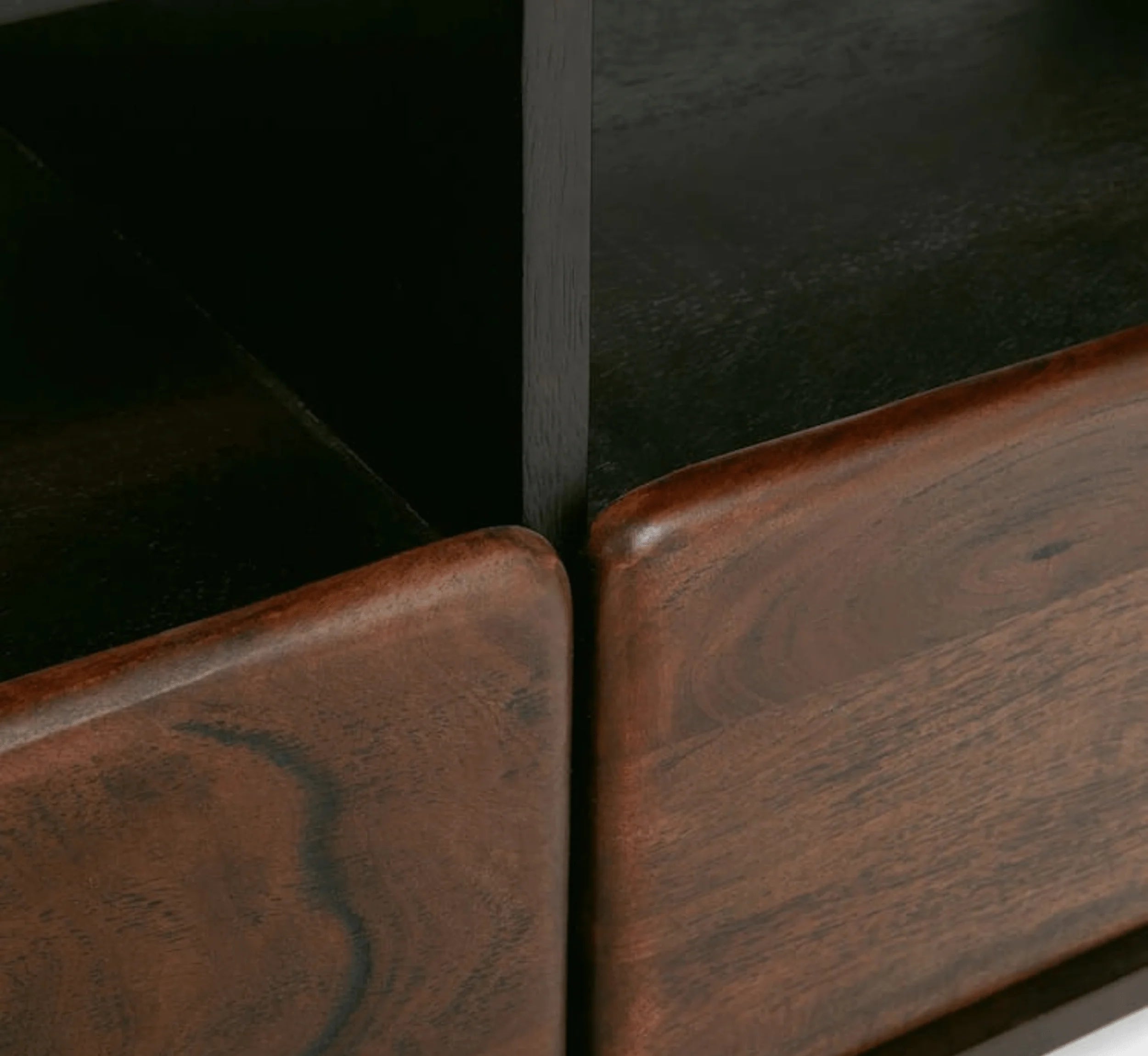 NoirModern Black-Walnut Solid Mango Wood TV Console – Handcrafted Entertainment Unit by Living Furn India
