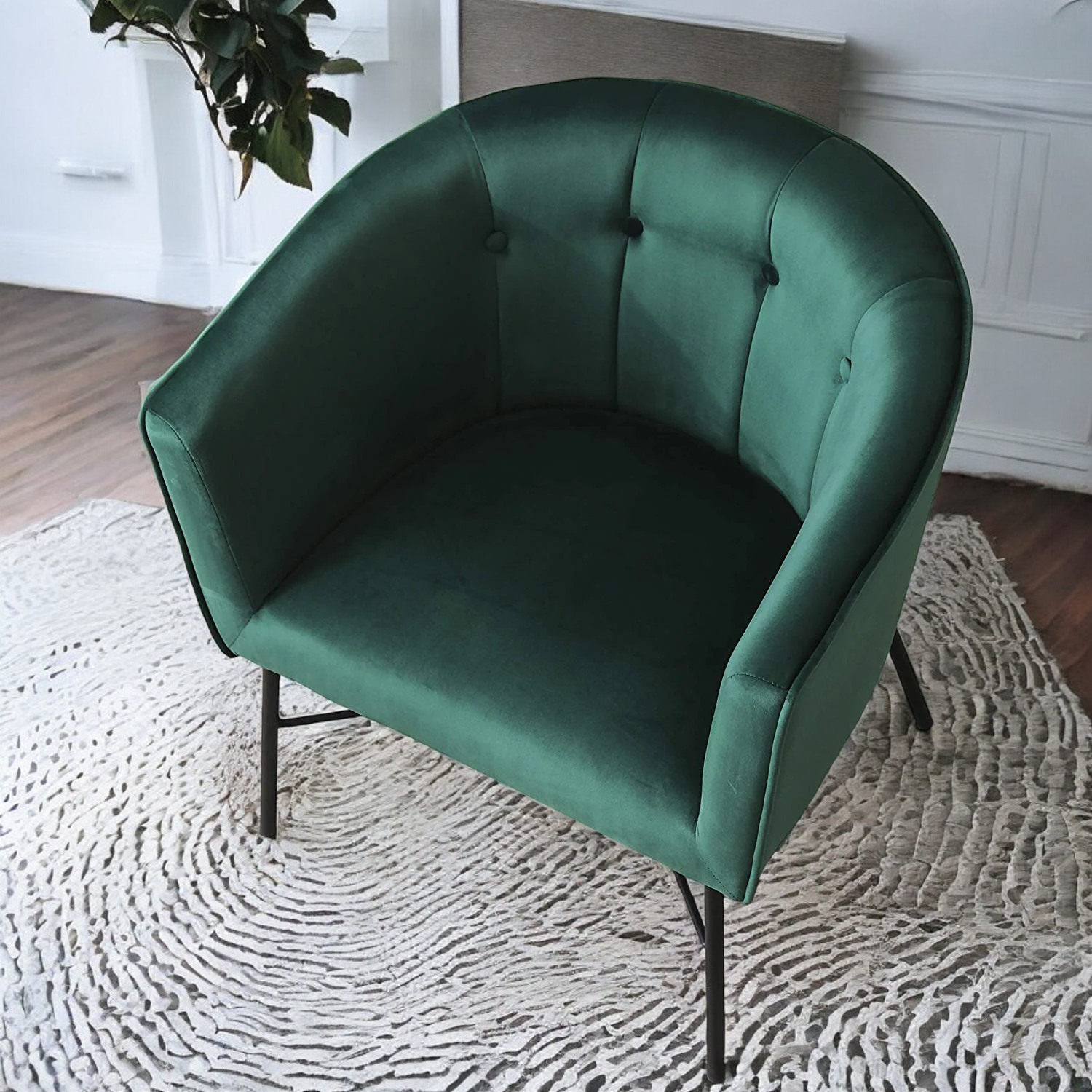 Chair in Emerald Green Velvet - Dining chair - wooden chair