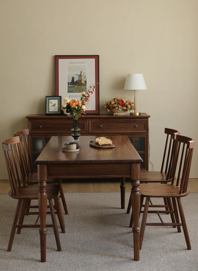 AMERICAN STYLE SOLID BLACK WALNUT WOOD DINING TABLE