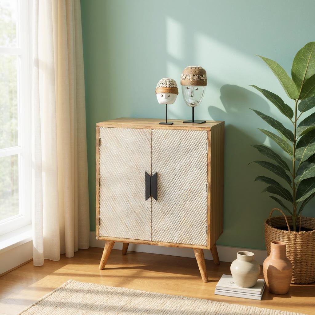 White Rustic Door wooden Cabinet