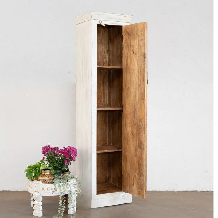 reclaimed door cabinet, old door cabinet, moroccan tile cabinet, tall cabinet, narrow cabinet, whitewashed cabinet, ceramic tile inlay, hand painted tiles, indian furniture, storage cabinet, bathroom cabinet, bedroom cabinet, entryway cabinet, hallway cabinet, linen cabinet, vintage cabinet, 1 door cabinet, slender cabinet, space saving cabinet, handmade cabinet, artisan made cabinet, reclaimed wood furniture, architectural salvage, premium wood cabinet, quality wood furniture, durable cabinet, sturdy cabin
