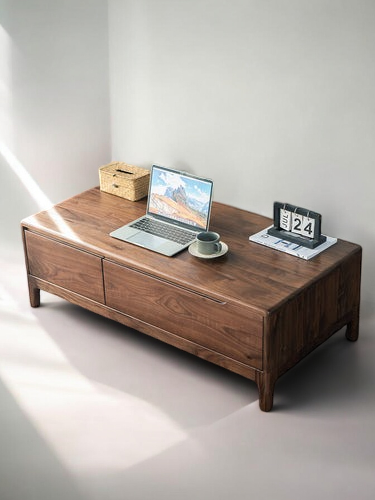 A variety of stylish coffee tables including modern round, walnut wood with gold accents