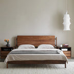 King Walnut Wood Bed, Walnut Bed Frame With Headboard