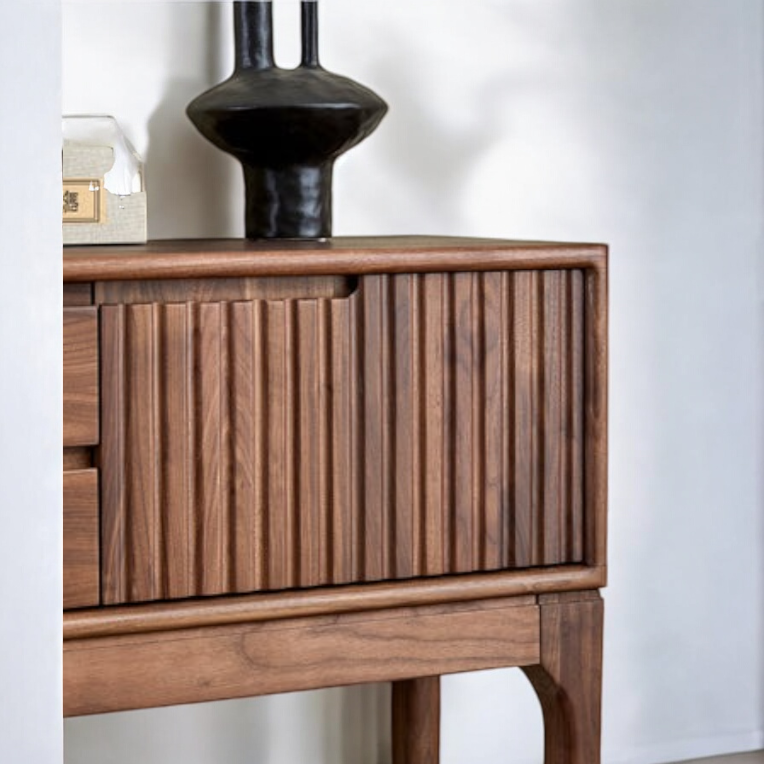 Walnut 2-Door 2-Drawer Console Table - Wooden Console Table