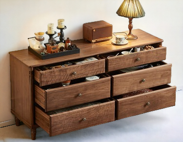  featuring multiple wooden storage drawers for ample space
