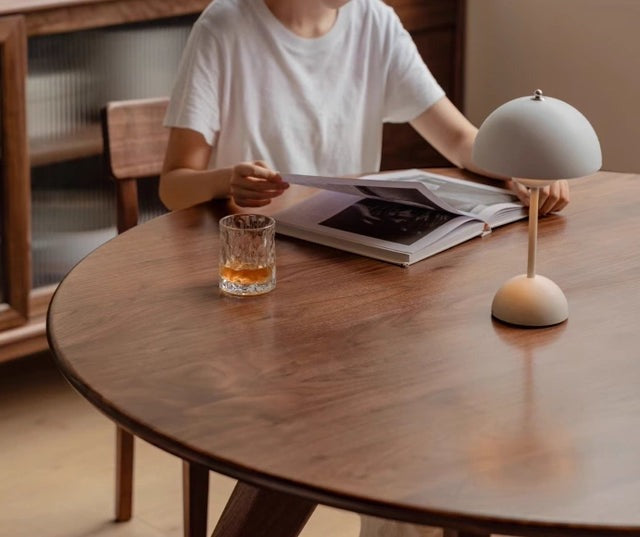 Round Dining Table Walnut Solid Wood  round dining table