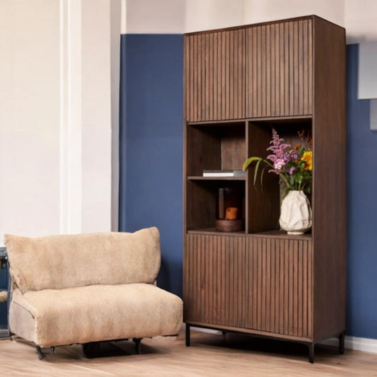 Walnut Wardrobe with shelves Solid Wood