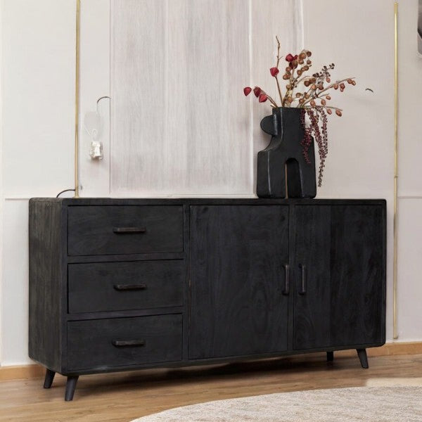 Black Sideboard Cabinet: "Sleek and modern black sideboard cabinet with ample storage, perfect for enhancing any room."
