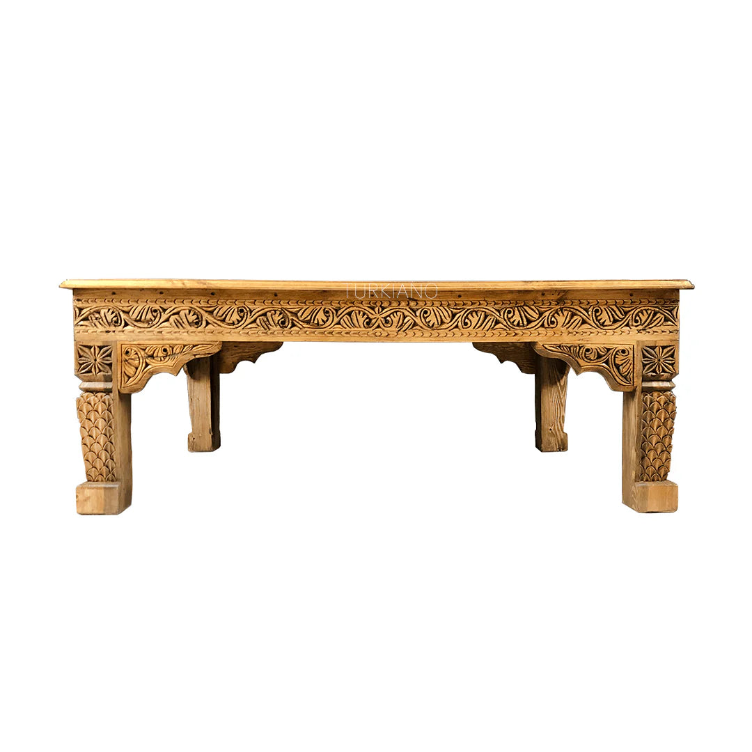 hand carved coffee table, mango wood coffee table, antique coffee table, vintage coffee table, light brown table, carved wood table, rectangular coffee table, indian furniture, living room table, statement coffee table, handmade coffee table, artisan made table, premium wood table, quality furniture, durable table, sturdy table, timeless table, elegant table, ornate table, unique table, sculptural table, focal piece table, handcrafted in india, sustainable mango wood, antique vintage finish, light brown fin