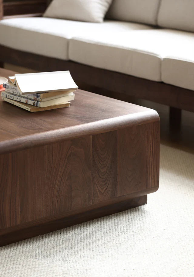 Minimalistic Design Solid Walnut Wood Coffee Table (Antique luxurious)