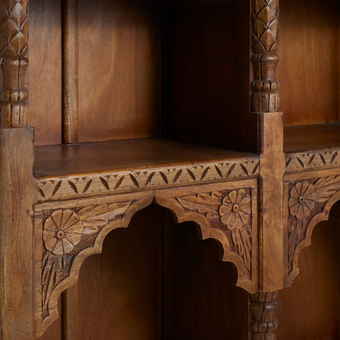 Book Shelf Arch Hand Carving Solid Wood