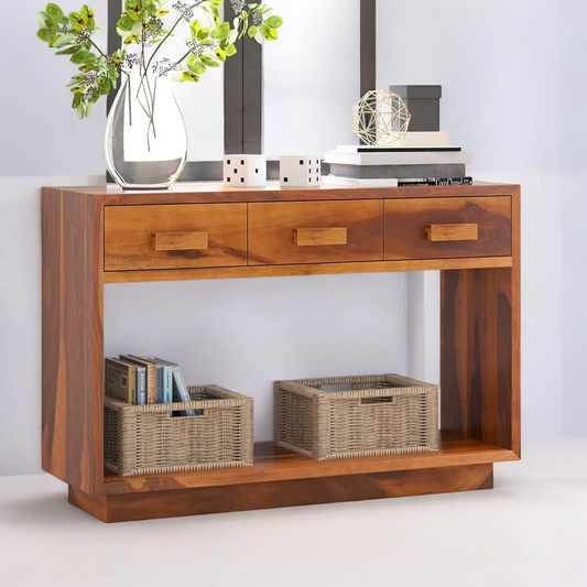 3Drawer Console Table Solid Wood