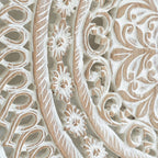 Ivory Bloom Mandala Carved Wood Wall Art Panel