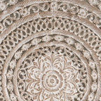Ivory Bloom Mandala Carved Wood Wall Art Panel