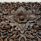 Hand-Carved Mango Wood Headboard & Wall Art Panel - Walnut Finish (122x2.5x70 cm)