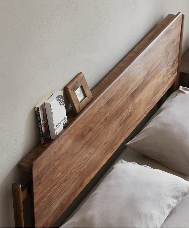 King Walnut Wood Bed, Walnut Bed Frame With Headboard