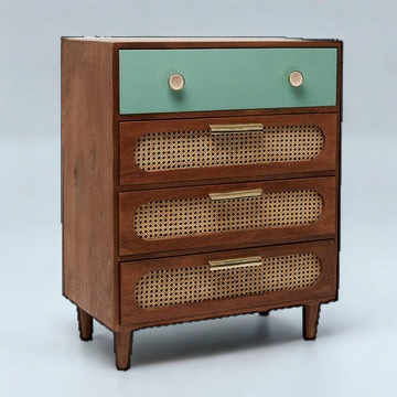 Classic Four-Drawer Rattan Chest