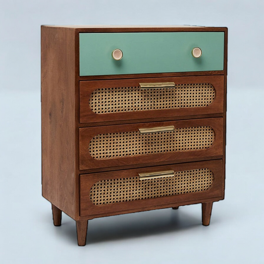 Classic Four-Drawer Rattan Chest