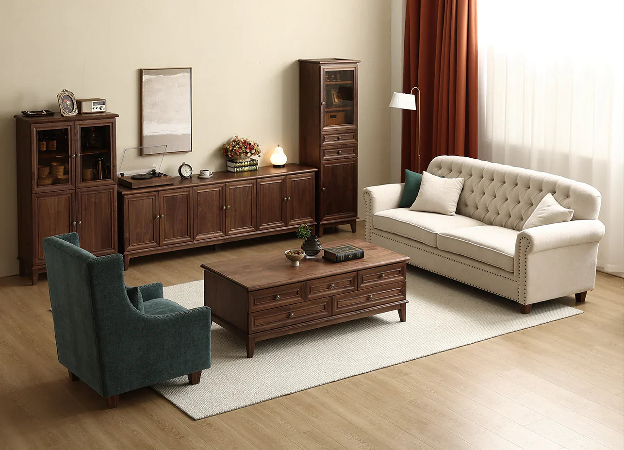 American Style Coffee Table Black Walnut Wood (Antique Luxurious)