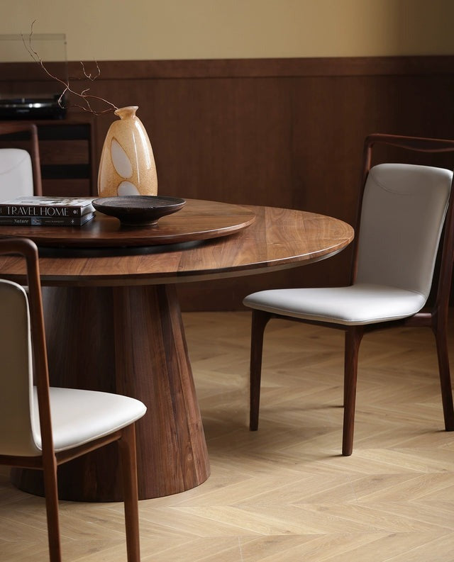 Round walnut Dining Table dining table