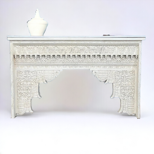 Handcarved Wooden Console Table