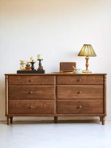 Zeo Vintage Chest of Drawer Solid Wood 6 Drawers - chest of drawers
