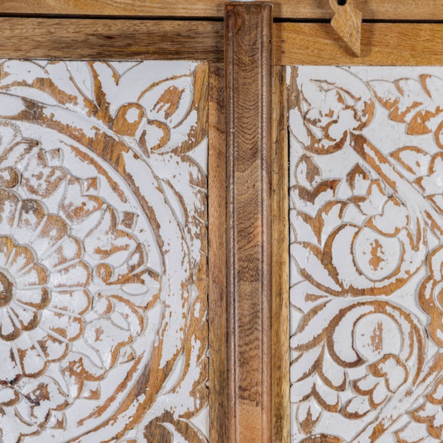 Natural & White Door Rustic Solid Wood Wardrobe