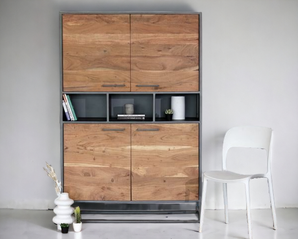 Cabinet 4door Solid Wood (Industrial Chic Collection)