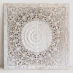 Handcrafted Wooden Headboards & Wall Panels - Mandala & Lotus Carvings for Bedroom Decor