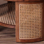 rattan coffee table, acacia wood coffee table, cane coffee table, round coffee table, woven rattan table, walnut coffee table, coastal coffee table, mid century table, bohemian table, indian furniture, living room table, statement coffee table, handmade coffee table, artisan made table, premium wood table, quality furniture, durable table, sturdy table, timeless table, elegant table, unique table, sculptural table, focal piece table, handcrafted in india, sustainable acacia wood, natural rattan, woven cane,