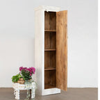 reclaimed door cabinet, old door cabinet, jali work cabinet, tall cabinet, narrow cabinet, whitewashed cabinet, sunburst carved cabinet, openwork cabinet, indian furniture, storage cabinet, bathroom cabinet, bedroom cabinet, entryway cabinet, hallway cabinet, linen cabinet, vintage cabinet, 1 door cabinet, slender cabinet, space saving cabinet, handmade cabinet, artisan made cabinet, reclaimed wood furniture, architectural salvage, premium wood cabinet, quality wood furniture, durable cabinet, sturdy cabine