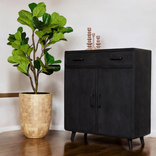 Black Sandblast Wood Texture Cabinet