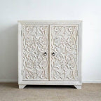 TEO White Floral 2 Door Wooden Cabinet