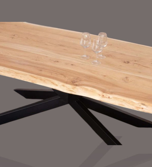 Elegant dining table set for 4 with a polished wood finish and modern design.