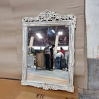 mango wood mirror, carved mirror, white mirror, rustic mirror, distressed mirror, oversized mirror, full length mirror, wall mirror, statement mirror, farmhouse mirror, entryway mirror, bedroom mirror, carved frame mirror, ornate mirror, vintage mirror, handmade mirror, artisan mirror, premium mirror, quality mirror, durable mirror, elegant mirror, unique mirror, decorative mirror, focal piece mirror, handcrafted in india, sustainable mango wood, rustic white finish, distressed white, heavily distressed, ch