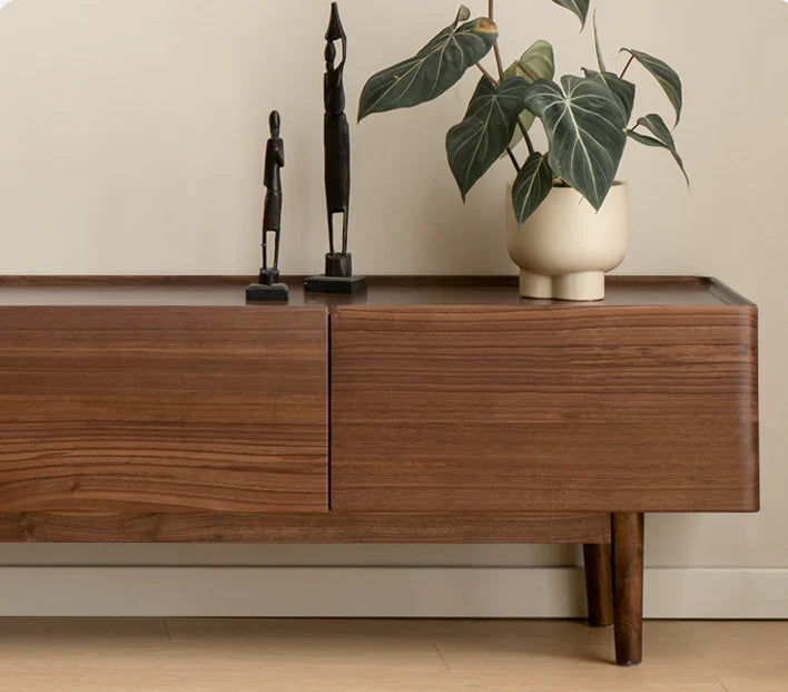 Real Wood Tv Stand Walnut Finish , Real Wood Media Console