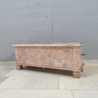 hand carved blanket box, antique wooden trunk, tribal carved box, natural finish trunk, brass inlay box, blanket trunk, linen chest, indian furniture, bedroom blanket box, living room trunk, entryway chest, storage bench, coffee table trunk, handmade blanket box, artisan made trunk, reclaimed wood chest, antique wood furniture, quality wood furniture, durable trunk, sturdy blanket box, timeless chest, elegant trunk, statement blanket box, heirloom chest, tribal style trunk, rustic blanket box, global style 