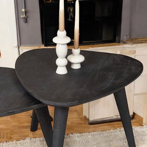 Black Coffee Table/coffee table sets/Black Sandblast Wood Texture Set Of Two Coffee Table