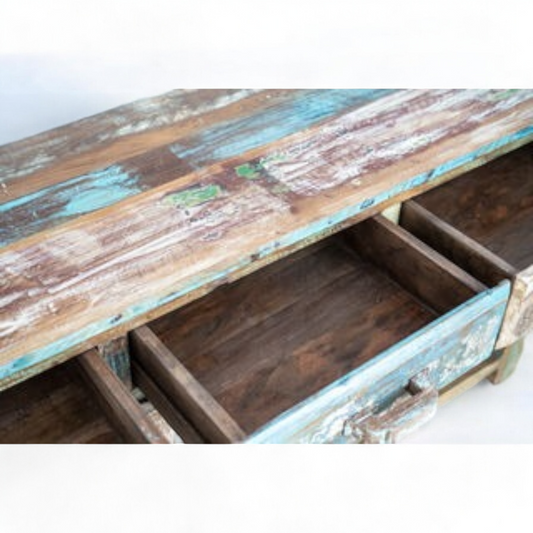 Rustic six-Drawer Console Table